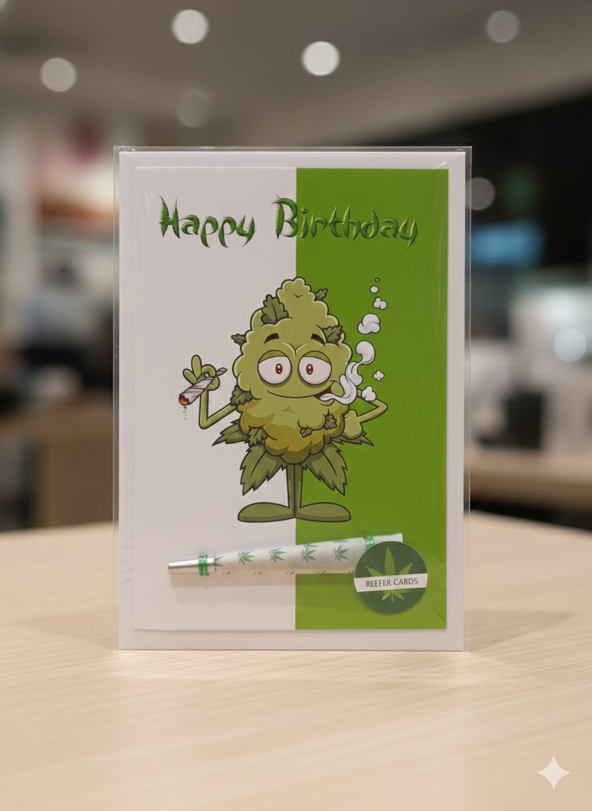 Get Stoned Birthday Card with Real One-Hitter | Reefer Cards