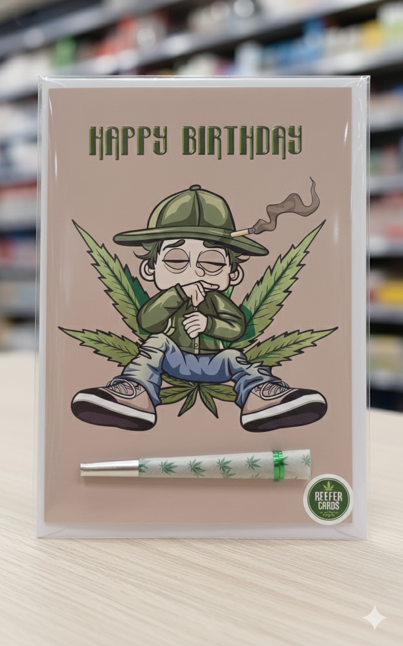 Home Boy Birthday Card with Real One-Hitter | Reefer Cards