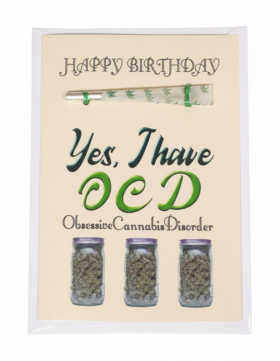 OCD Birthday Card with Real One-Hitter | Reefer Cards