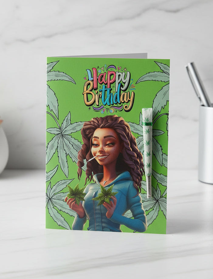 She's Lit Birthday Card with Real One-Hitter | Reefer Cards