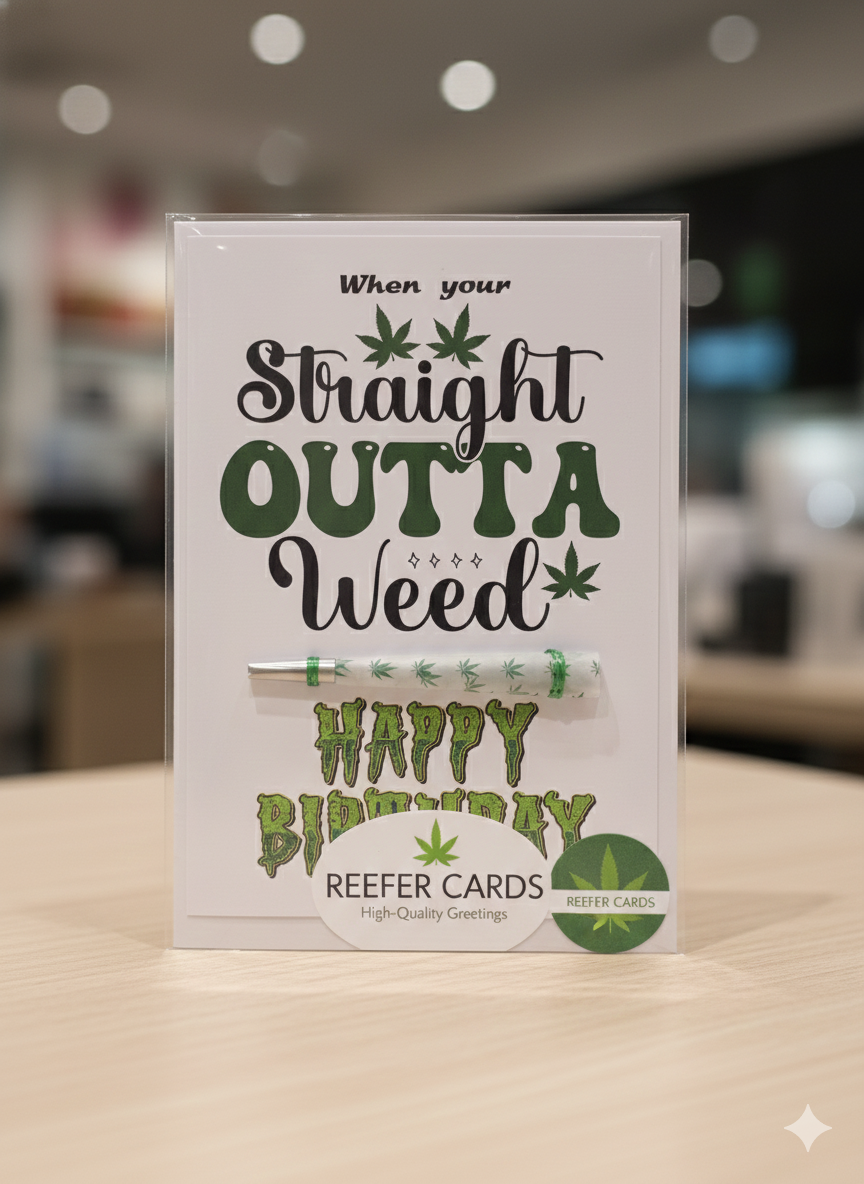 Straight Outta Weed Birthday Card with Real One-Hitter | Reefer Cards
