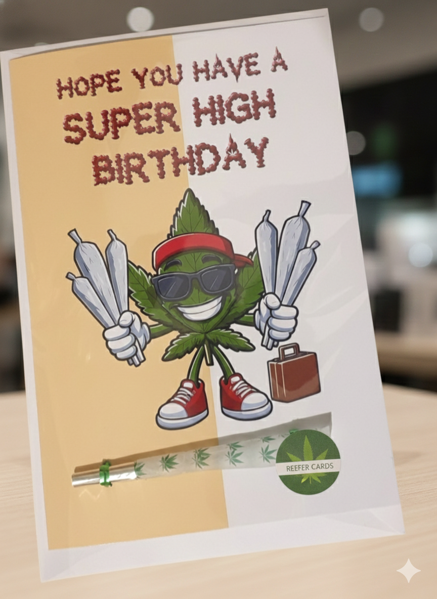 Super High Birthday Card with Real One-Hitter | Reefer Cards