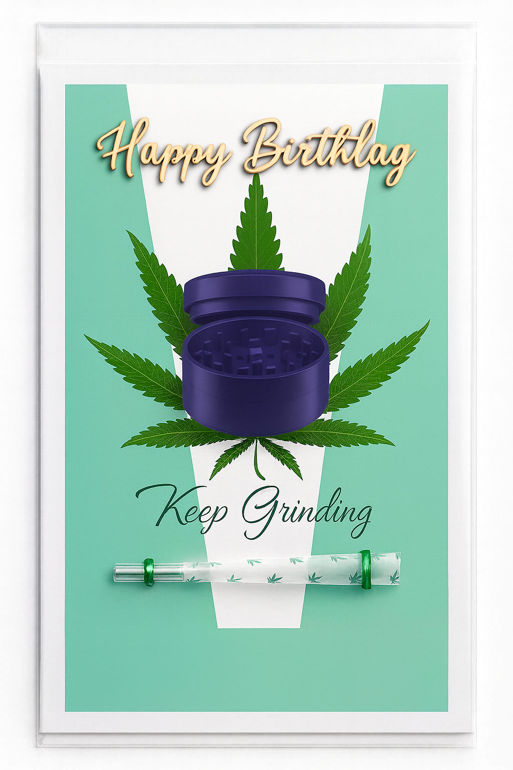 Keep Grinding Birthday Card with Real One-Hitter | Reefer Cards