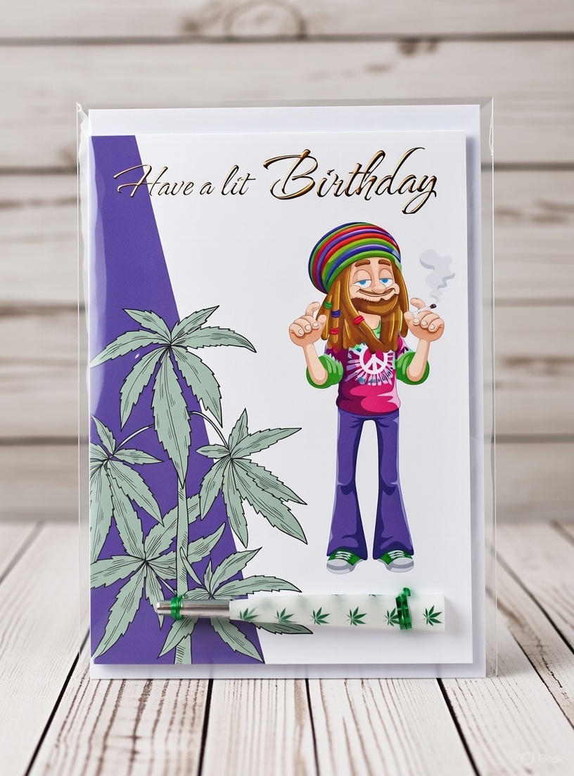 Have a Lit Birthday Card with Real One-Hitter | Reefer Cards
