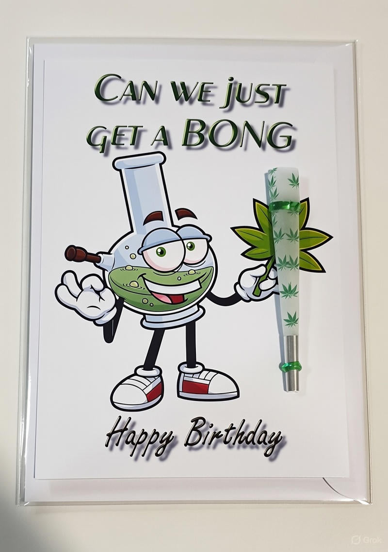 Get a Bong Birthday Card with Real One-Hitter | Reefer Cards