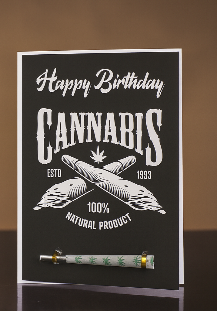 Cannabis Original Birthday Card with Real One-Hitter | Reefer Cards