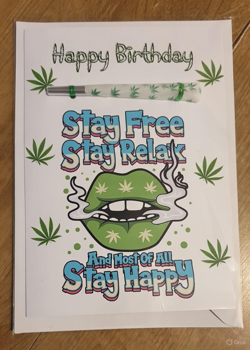 Stay Free Birthday Card with Real One-Hitter | Reefer Cards