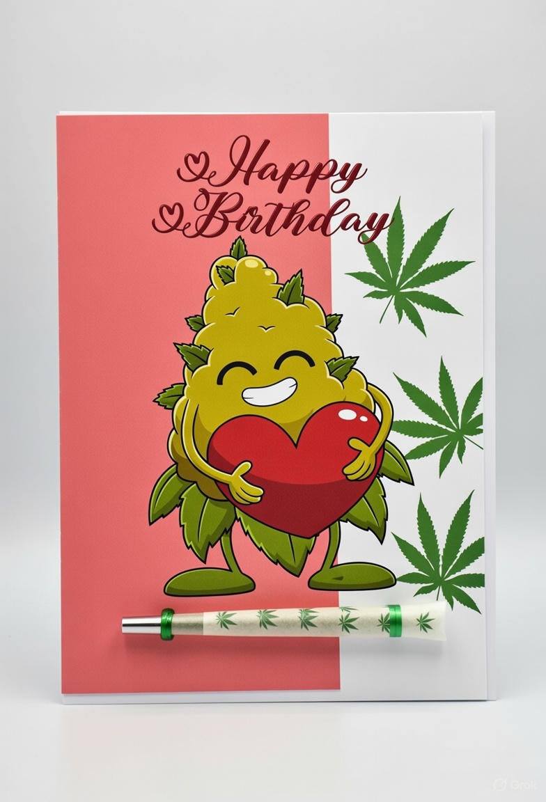 Bud Love Birthday Card with Real One-Hitter | Reefer Cards